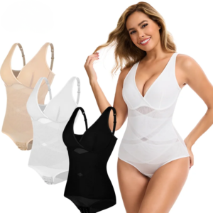 Women's High Stretch Bodysuit Shapewear Bodysuit Sexy Cross Mesh Underwear Tummy Control Slimming Full Body Shaper