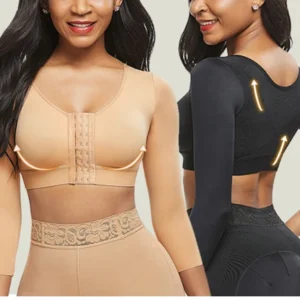 Arm Shaper for Women Post Surgery Push Up Bra Compression Long Sleeves Corset Corrector Front Closure Slim Seamless Shapewear