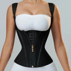 Colombianas Body Shaper Vest Tops Double Compression Waist Trainer Corset Adjustable Zipper and Hook-eyes