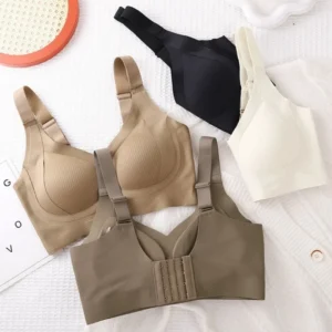 V-neck Plus Size Bras Women Non-wire Push Up Bra Comfort Shoulder Straps Padded Underwear Female Intimates M-4XL